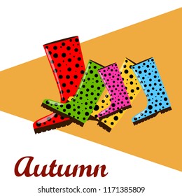 rubber boots autumnal vector background