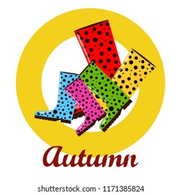 rubber boots autumnal vector background