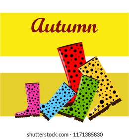rubber boots autumnal vector background