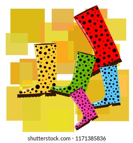 rubber boots autumnal vector background