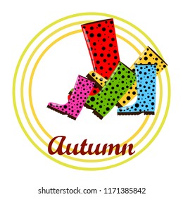 rubber boots autumnal vector background