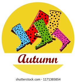 rubber boots autumnal vector background