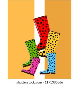 rubber boots autumnal vector background
