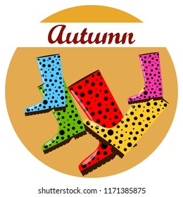rubber boots autumnal vector background