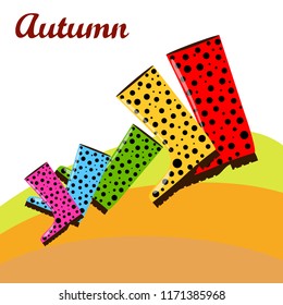 rubber boots autumnal vector background