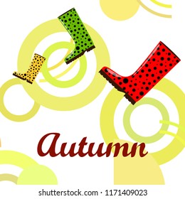 rubber boots autumnal vector background
