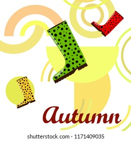 rubber boots autumnal vector background