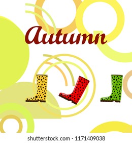 rubber boots autumnal vector background