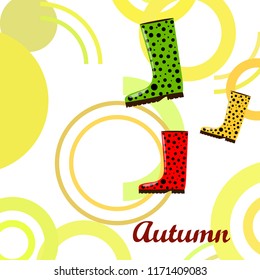 rubber boots autumnal vector background