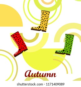 rubber boots autumnal vector background