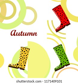 rubber boots autumnal vector background