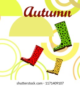 rubber boots autumnal vector background