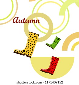 rubber boots autumnal vector background