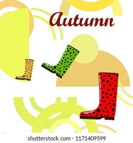 rubber boots autumnal vector background