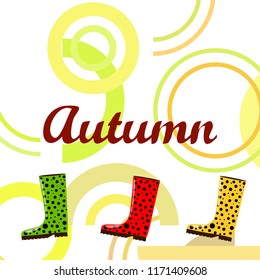 rubber boots autumnal vector background rubber boots autumnal vector background