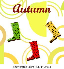 rubber boots autumnal vector background