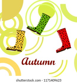 rubber boots autumnal vector background