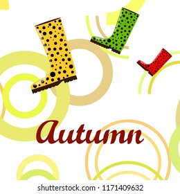 rubber boots autumnal vector background