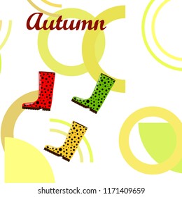 rubber boots autumnal vector background