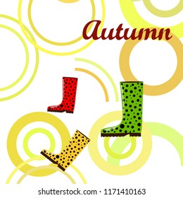 rubber boots autumnal vector background