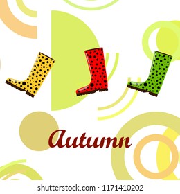 rubber boots autumnal vector background