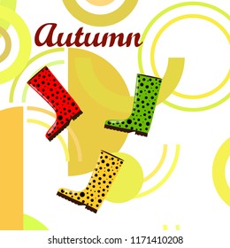 rubber boots autumnal vector background