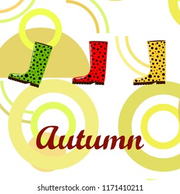 rubber boots autumnal vector background