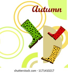rubber boots autumnal vector background