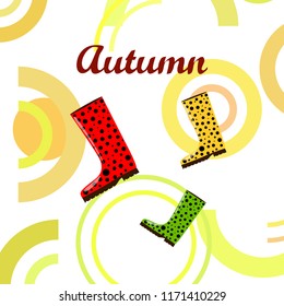 rubber boots autumnal vector background