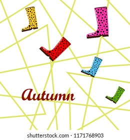rubber boots autumnal vector background