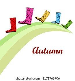rubber boots autumnal vector background