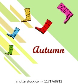 rubber boots autumnal vector background