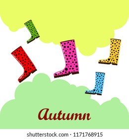 rubber boots autumnal vector background