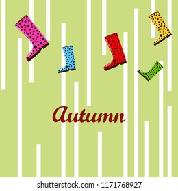 rubber boots autumnal vector background