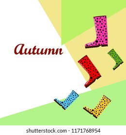 rubber boots autumnal vector background