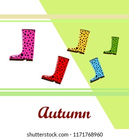 rubber boots autumnal vector background
