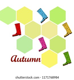 rubber boots autumnal vector background