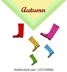 rubber boots autumnal vector background