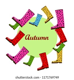 rubber boots autumnal vector background