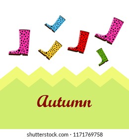 rubber boots autumnal vector background