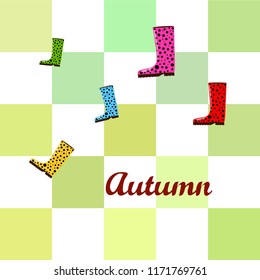 rubber boots autumnal vector background