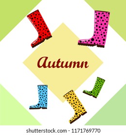 rubber boots autumnal vector background