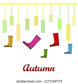rubber boots autumnal vector background