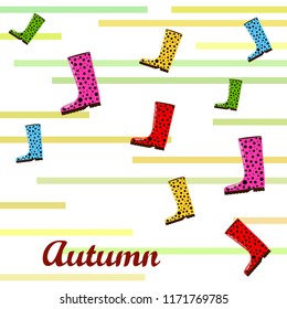 rubber boots autumnal vector background