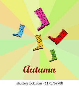 rubber boots autumnal vector background
