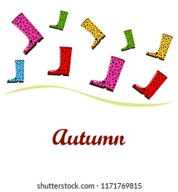 rubber boots autumnal vector background