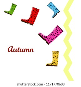 rubber boots autumnal vector background