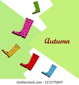 rubber boots autumnal vector background
