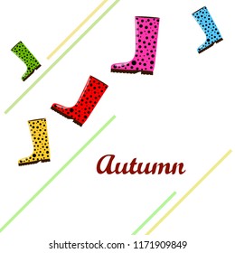 rubber boots autumnal vector background