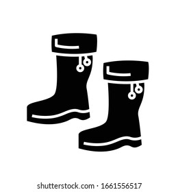 Rubber boots black icon, concept illustration, vector flat symbol, glyph sign.
